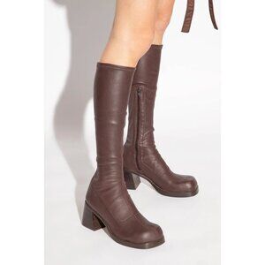 MIISTA $615 Hedy Brown Stretch Boots Size 39